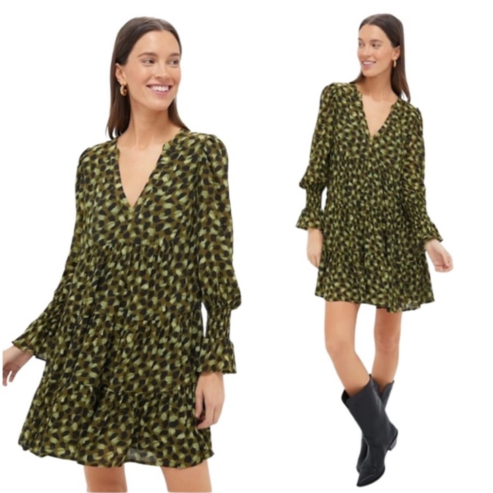 Green Brushed Geo Kenzo Dress